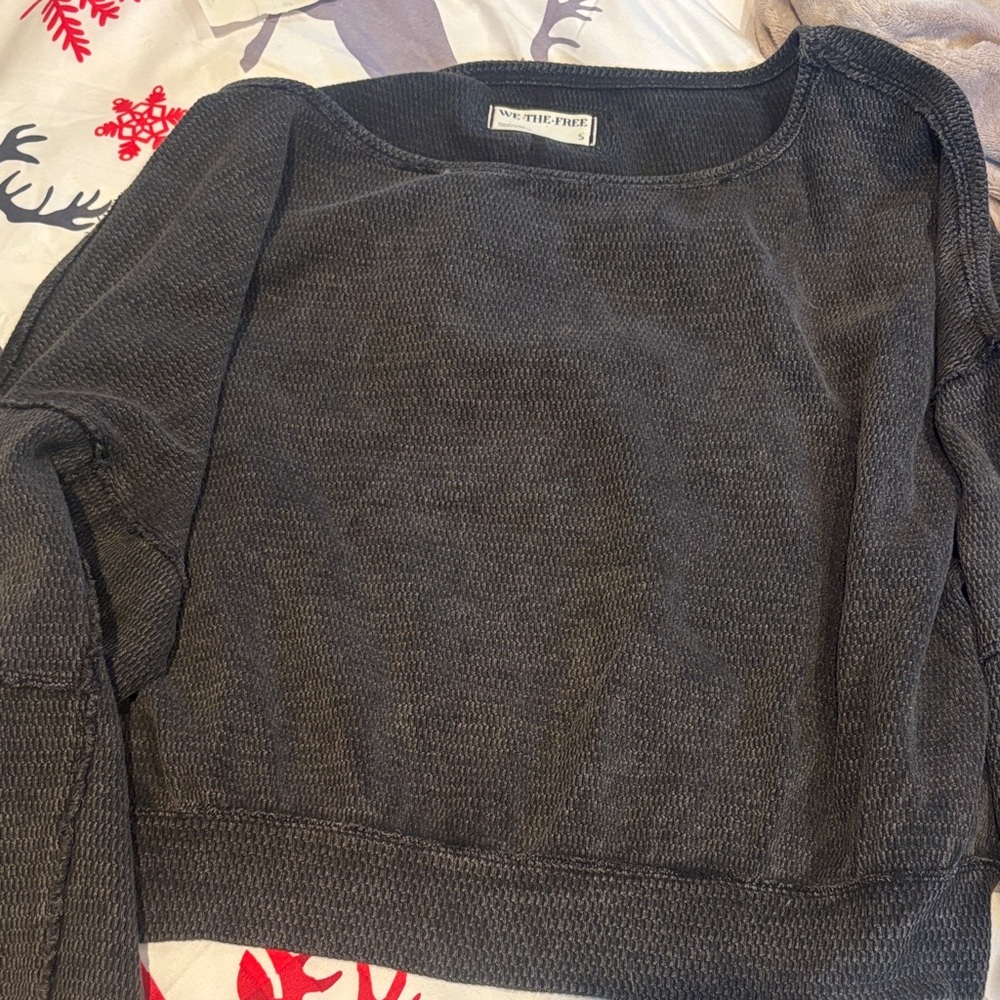 Free People Charcoal Crew Neck Sweater